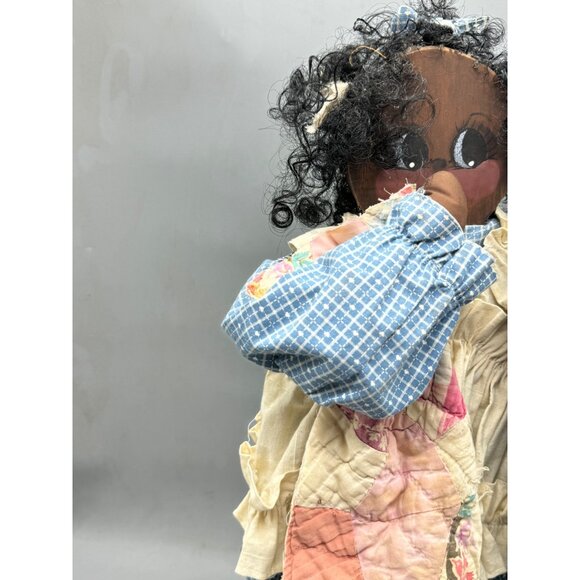 Handmade African American Wooden Doll Quilted blanket Dress & Welcome Sign READ - Picture 6 of 14